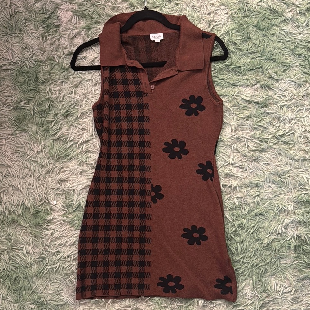 Le Lis Brown and Black Mini Dress